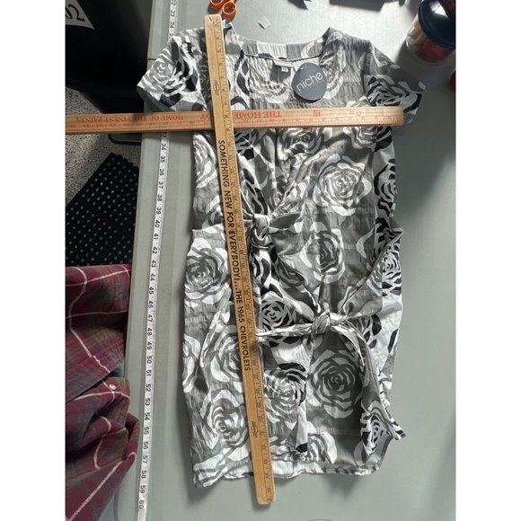 Niche Nilgun Derman Floral Mini Dress Women XS Gray Tie Boho Hippie Cottagecore - Picture 4 of 7